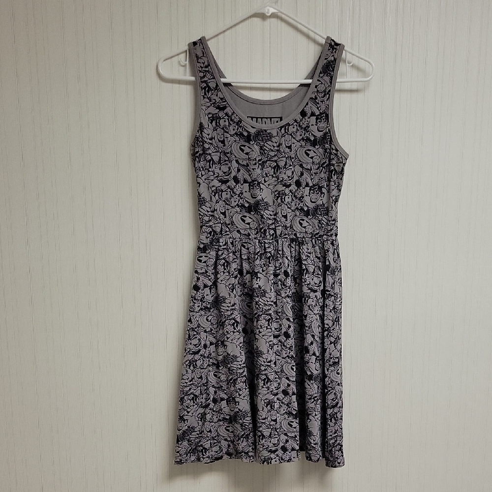 Her Universe Black & Gray Marvel Mini Dress. Sz Small. Comic Super Hero. Whimsy